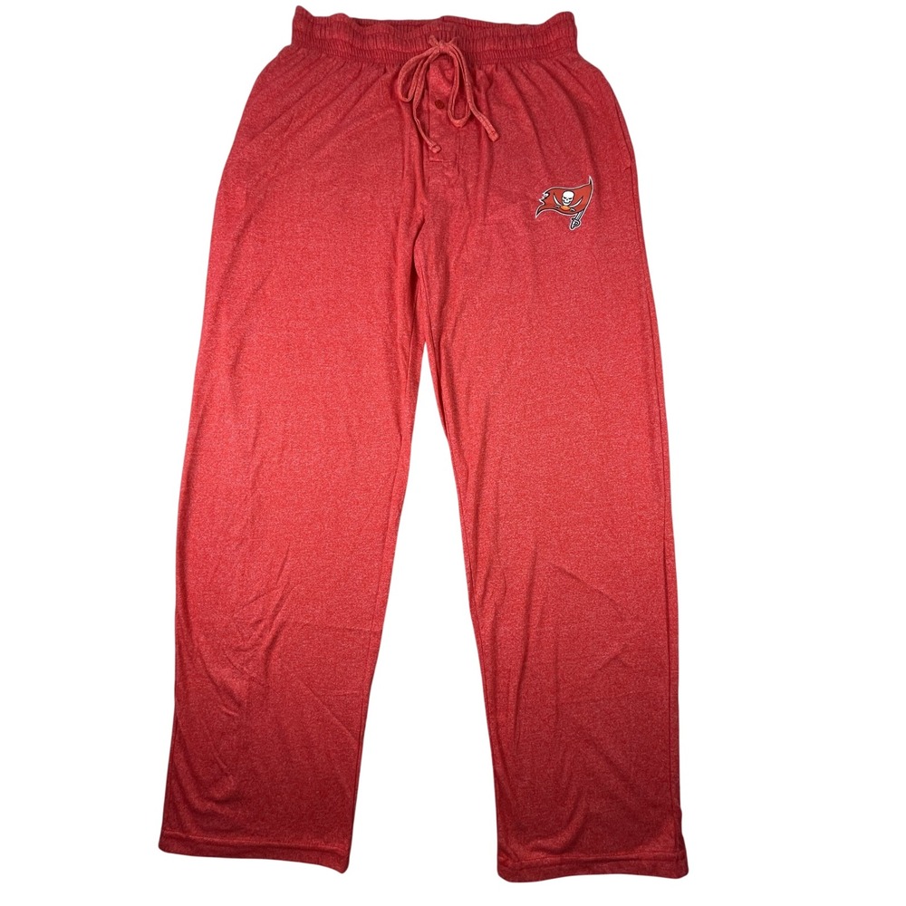 NFL Pajama Pants Mens Medium Red Tampa Bay Buccaneers Sleepwear Heathered Logo